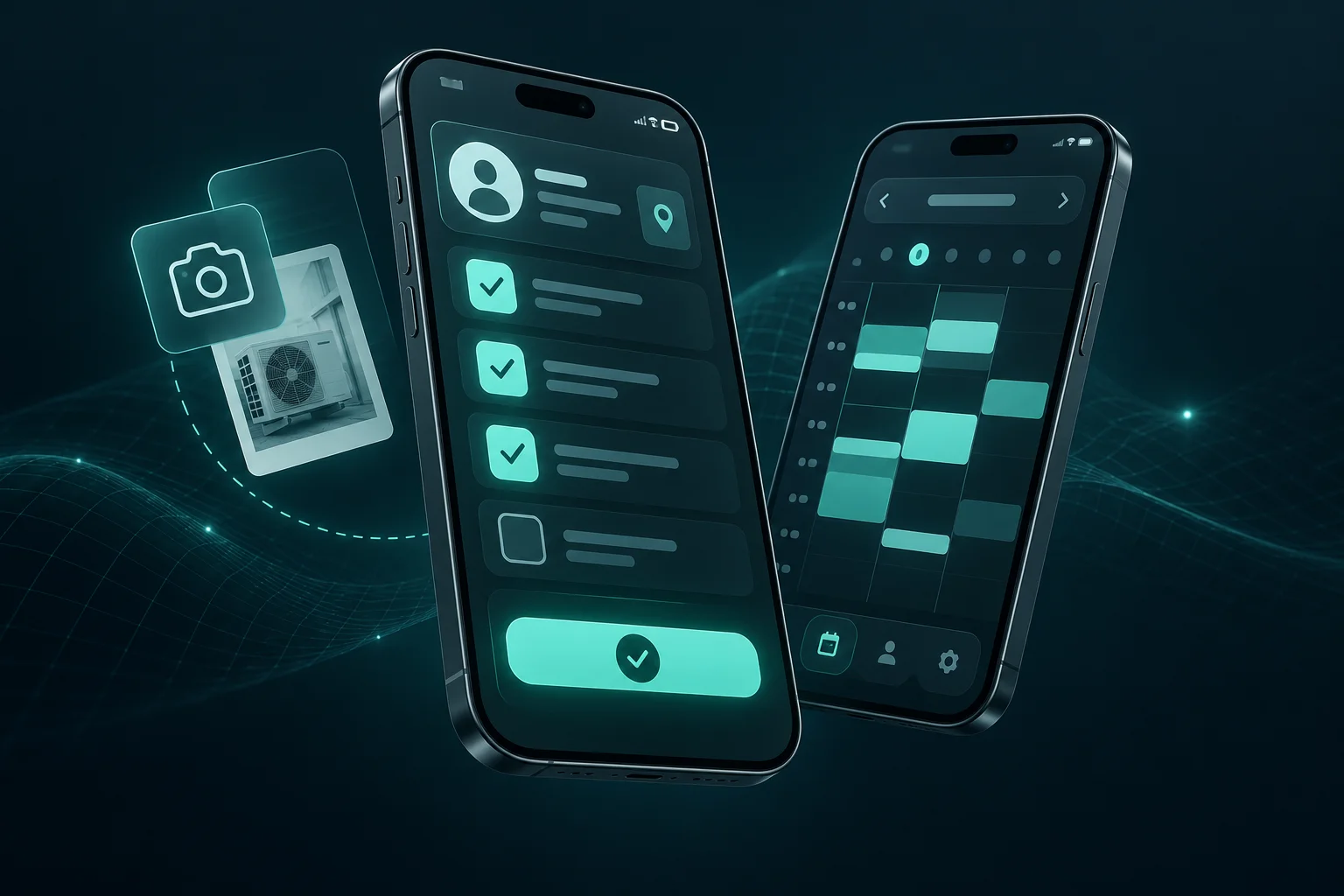 Smartphone im Fox-Stil mit Kundenkarte, Aufgaben und vernetzten mobilen Funktionen.
